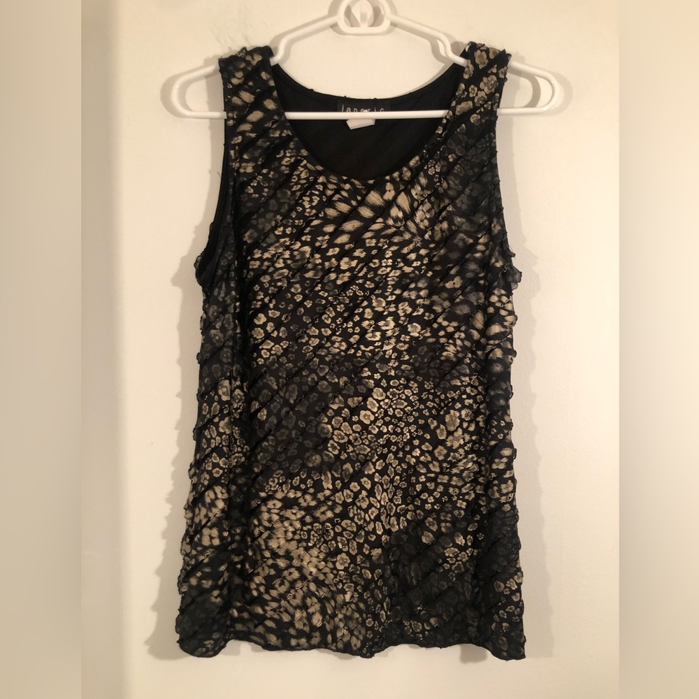 Janeric Gold and black Sleeveless Layered Top